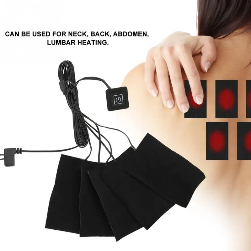 USB электрическая одежда пять нагревателей грелка Регулируемая температура грелка инструмент для тела шеи спины живота поясницы