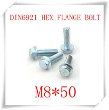 50 UNIDS M8 * 50 Pernos Hexagonales DIN6921 Brida De Acero Al Carbono Con El Cinc