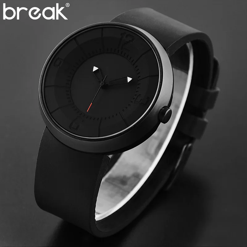 

Break Creative Watch Men Brand Luxury Rubber Strap Waterproof Matte Light Sports Wristwatch Clock Men 2016 Reloj Hombre 2016