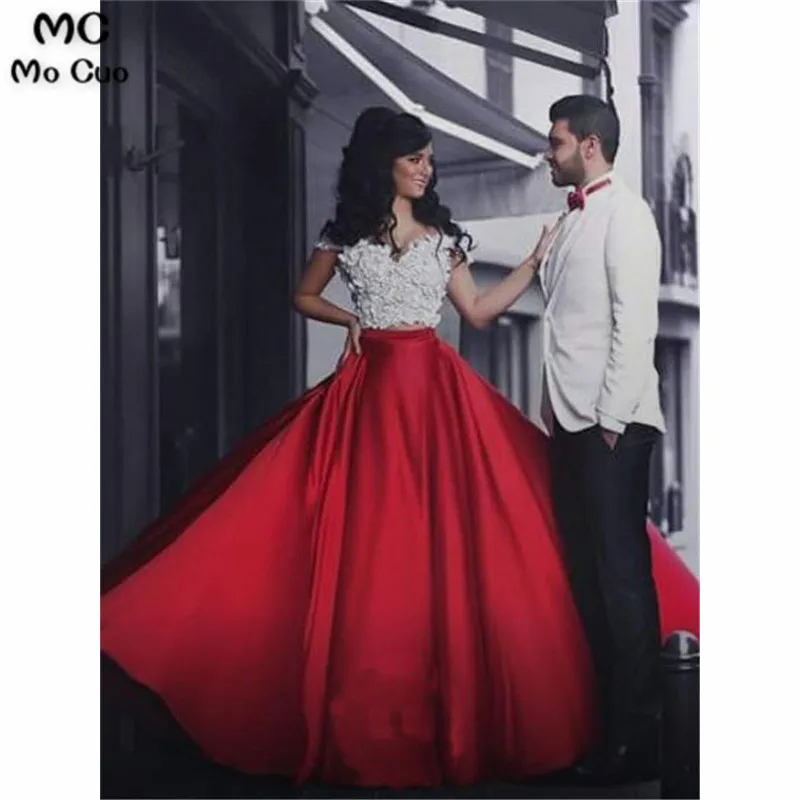 OFF SHOULDER TWO PIECE PROM DRESSES RED EVENING DRESS FOR WOMEN3