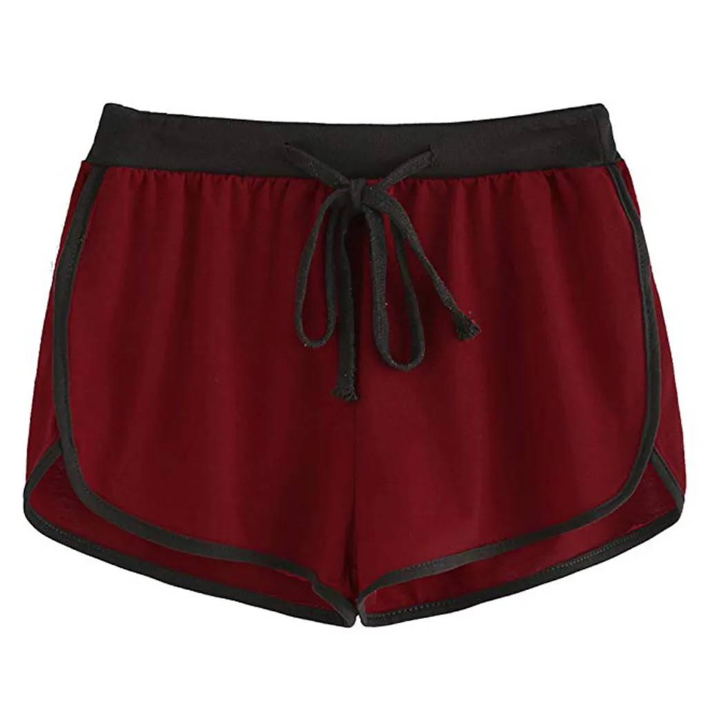 Wine Red Летние Для женщин Дельфин тренировочные шорты для бега спортивные Фитнес Short feminino spodenki; искусственная кожа; Прямая(дропшиппинг); damskie - Цвет: Wine Red