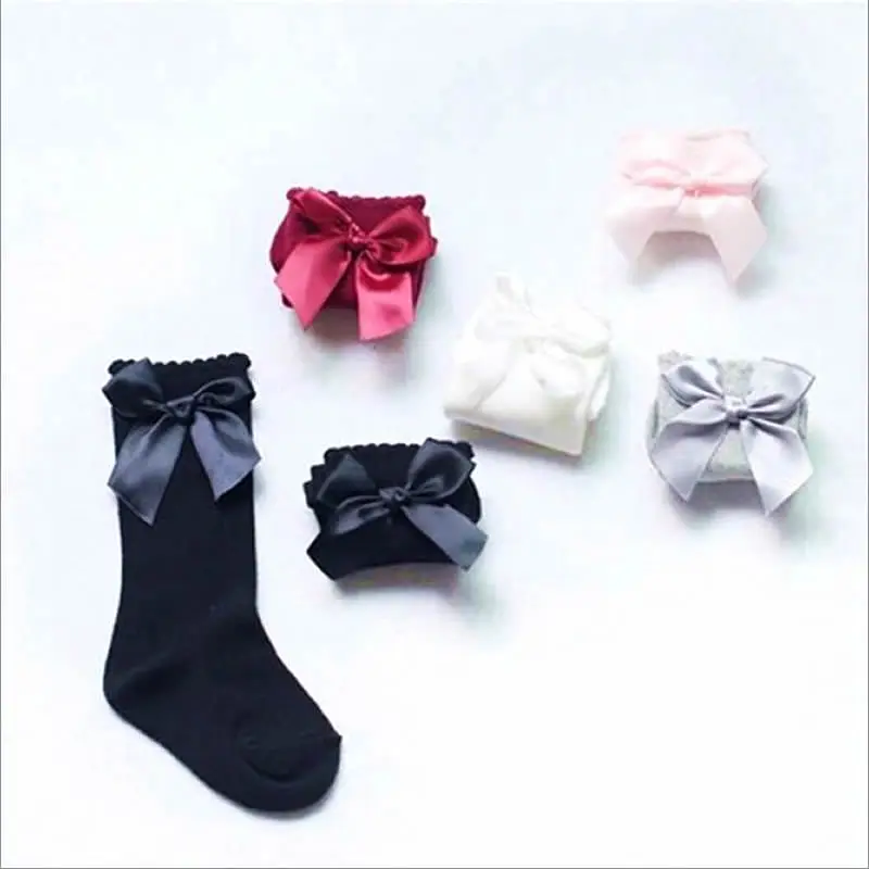 Baby Girls Socks Knee High with Bows Princess Socks Girl Cute Baby