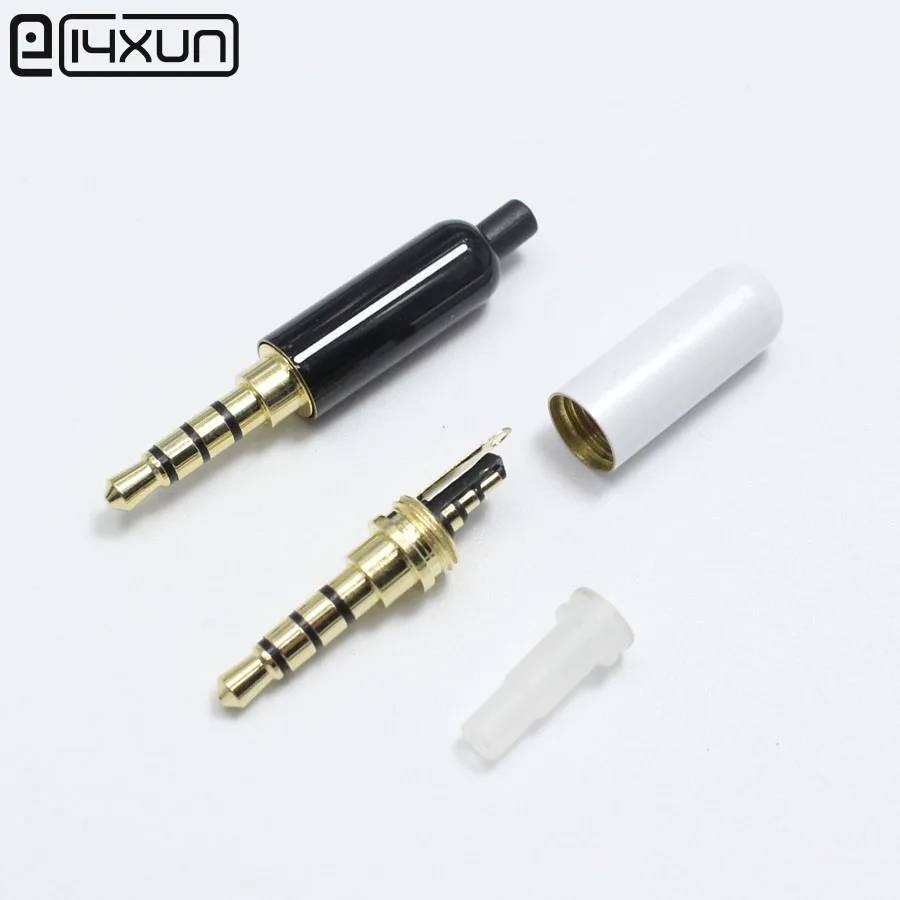 2pcs 3.5mm 4 Pole Headset Plug with Tail 3.5 mm Gold Plated Audio Plugs