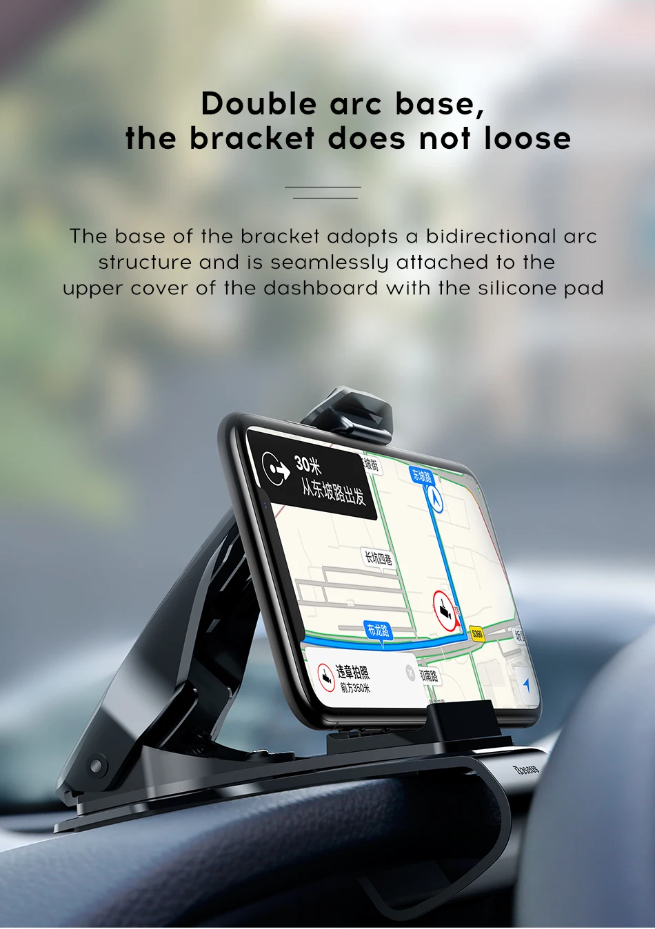 Baseus Dashboard Car Phone Holder For iPhone X 8 7 Samsung S9 S8 Mobile Phone Holder 360 Degree Adjustable Clip GPS Car Holder