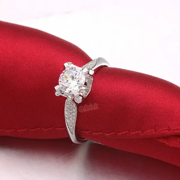 1 карат, Роскошное дизайнерское обручальное кольцо SONA с бриллиантом, покрытое белым золотом 18 карат, Женское Обручальное кольцо, фантастический подарок на день Святого Валентина