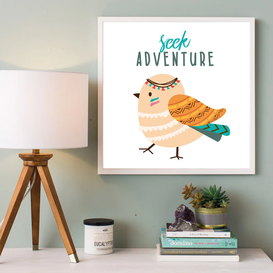 Kartun Hewan Pelatuk Burung Art Canvas Poster Cetak Lukisan Modern