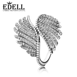 EDELL 100% 925 пробы Silver 1:1 оригинальный Majestic Перья Кольцо 190960CZ Для женщин изделия очаровательный подарок