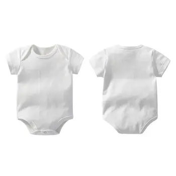 

Newborn Baby Solid Color Romper Cotton Short Sleeve White Plain Romper 3-24M
