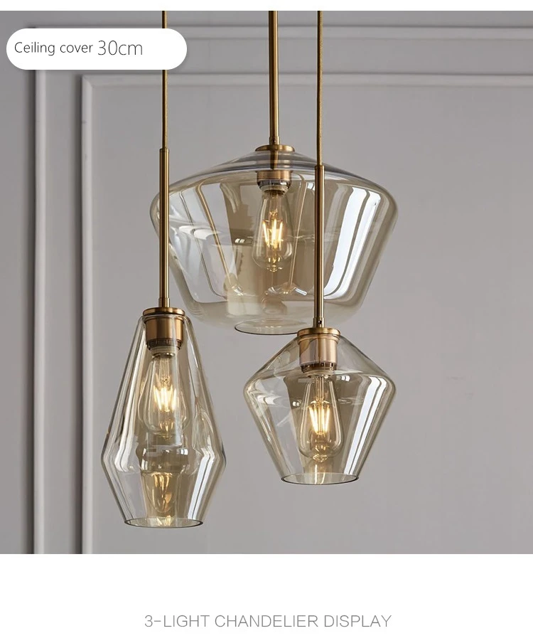 LukLoy Post современный стеклянный подвесной светильник, нержавеющая сталь, бриллиантовая форма, кухонная Подвесная лампа, чердак, Подвесная лампа для гостиной