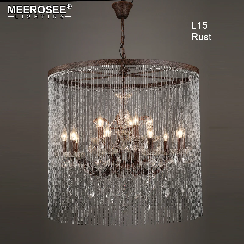 

Vintage Crystal Chandelier Light Rust Luminaires Hanging Restro Black Lighting for Restaurant Hotel American Drop Lamparas