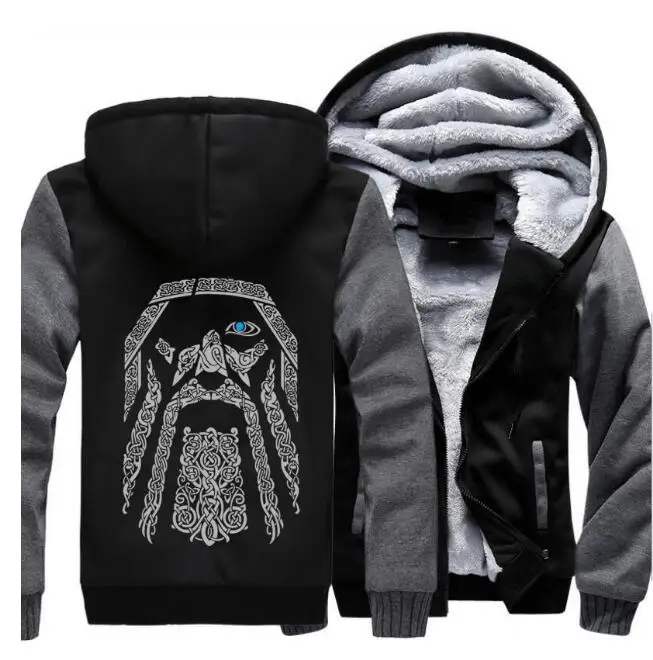 

Fashion men's Viking legend hooded quilted jacket hooded sports zipper jacket team locomotive off-road motorcycle jacket