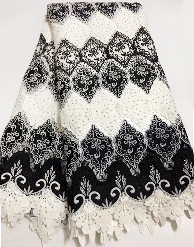 

Black Color Nigerian Lace Fabrics 2018 African Guipure Lace Fabric High Quality French Water Soluble Lace Fabrics 5 Yards