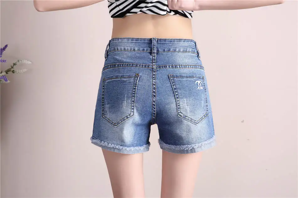 Для женщин Высокая Талия Джинсовые шорты 2018 летние Вышивка прямой участок Короткие джинсы Повседневное дамы Pantalon corto Mujer berylbella