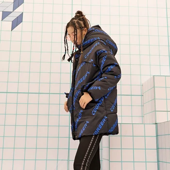 

Women's Winter Jacket Zipper Hoodies Thick Printed Letter Casual Coat for women Black Harajuku Hip Hop Jackets Warn Coats