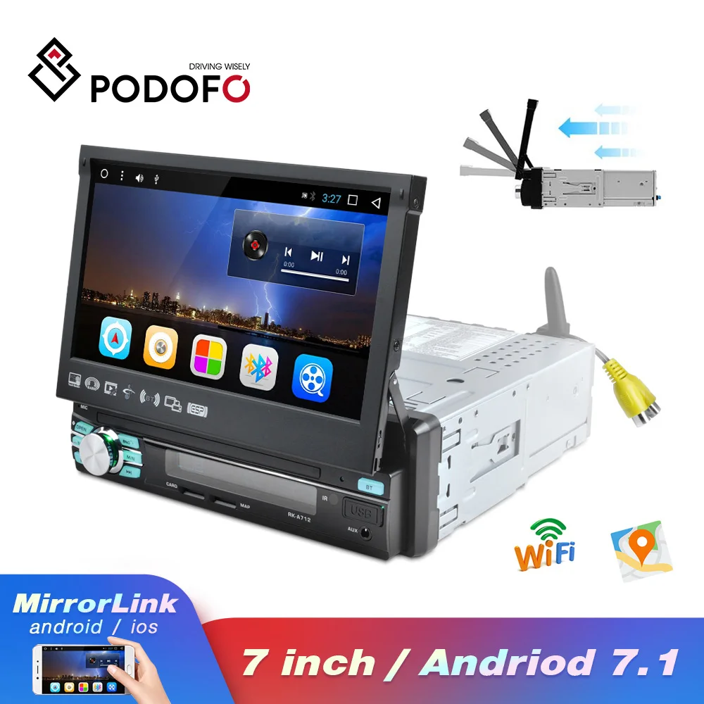  Podofo Auto Audio Android Radio Stereo Bluetooth autoradio MP5 Multimedia Player 1DIN 7 