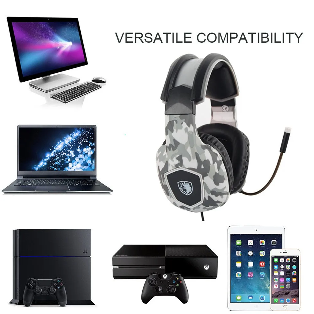 Sades Sa818 шлем Ps4 игровая гарнитура с микрофоном камуфляжные стерео наушники для ПК