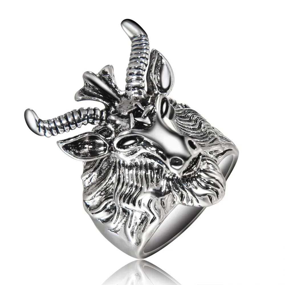 

Punk men ring jewelry fashion hipster Halloween vintage personality Zodiac sheep women rings party accessories wholesale
