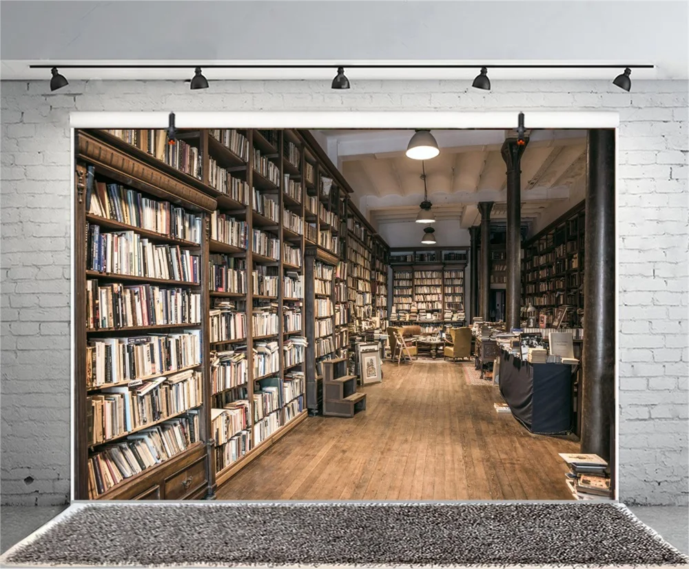 Laeacco Library Interior книжная полка книги фотографии фоны индивидуальные фотографические фоны для фотостудии