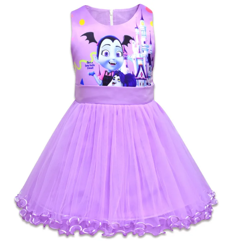Одежда для маленьких девочек дети карнавал платье с Моаной Vampirina Дети платье принцессы с бантом для девочек свадебные Единорог Детский костюм для вечеринок - Цвет: A purple