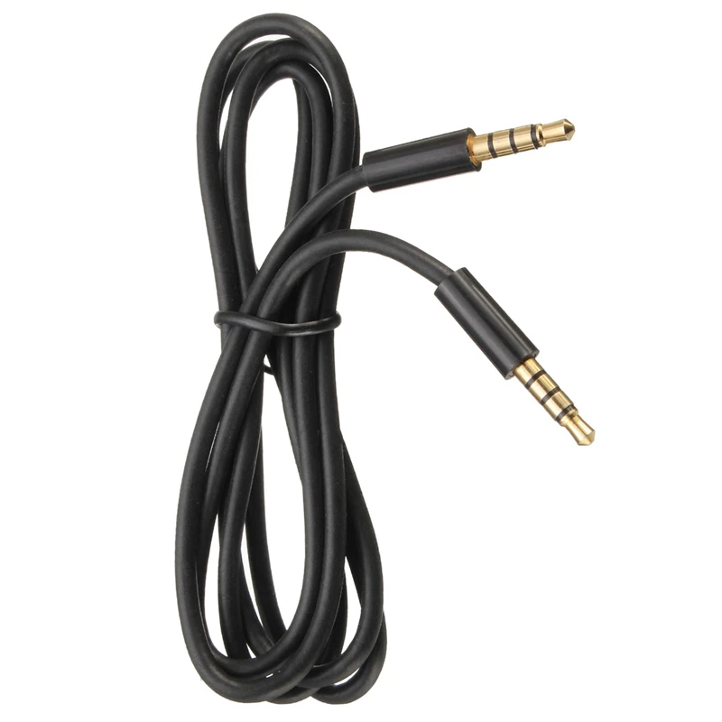 LEORY 3.5MM AUX Audio Cable 4 Pole Jack Male To Male Headphone Auxiliary Cord Stereo Audio Wire Core Black 1M