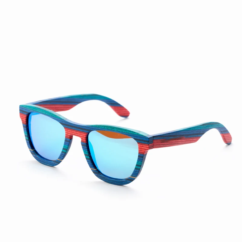 Солнцезащитные очки в ретро-стиле ручной работы с деревянной оправой синего цвета, поляризованные солнцезащитные очки для женщин и мужчин, пляжные очки с защитой от УФ-лучей для вождения
