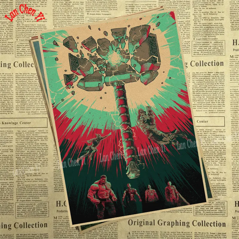 Мстители винтажная крафт-бумага классический фильм плакат офис подарок столовая домашний Декор стикер дизайн
