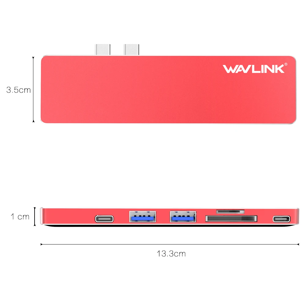 Wavlink портативный usb-хаб с двумя портами USB C к HDMI адаптер 4K видео usb 3,0 концентратор Тип C 7 в 1 с TF SD слот PD для MacBook Pro