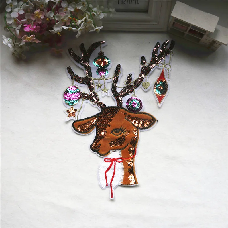 

deergift sequined patch applique parche patches for clothes apliques de roupa sticker parches bordados para ropa