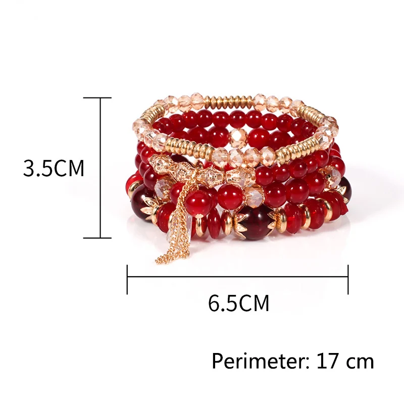 Мода 4 шт./компл. многослойные, в стиле бохо Натуральный Камень Кристалл бисера Браслеты модные женские туфли Набор браслетов с бусинами браслет ювелирные изделия