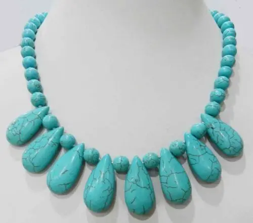 

ddh003808 Turkey Turquoise Gem Necklace 18''