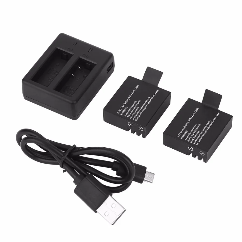 3,7 V 900 mAh USB двойной Зарядное устройство с 2 шт. батареи для SJ4000/SJ5000/SJ6000/SJ5000+/SJ4000+/SJ5000X. M10/M10
