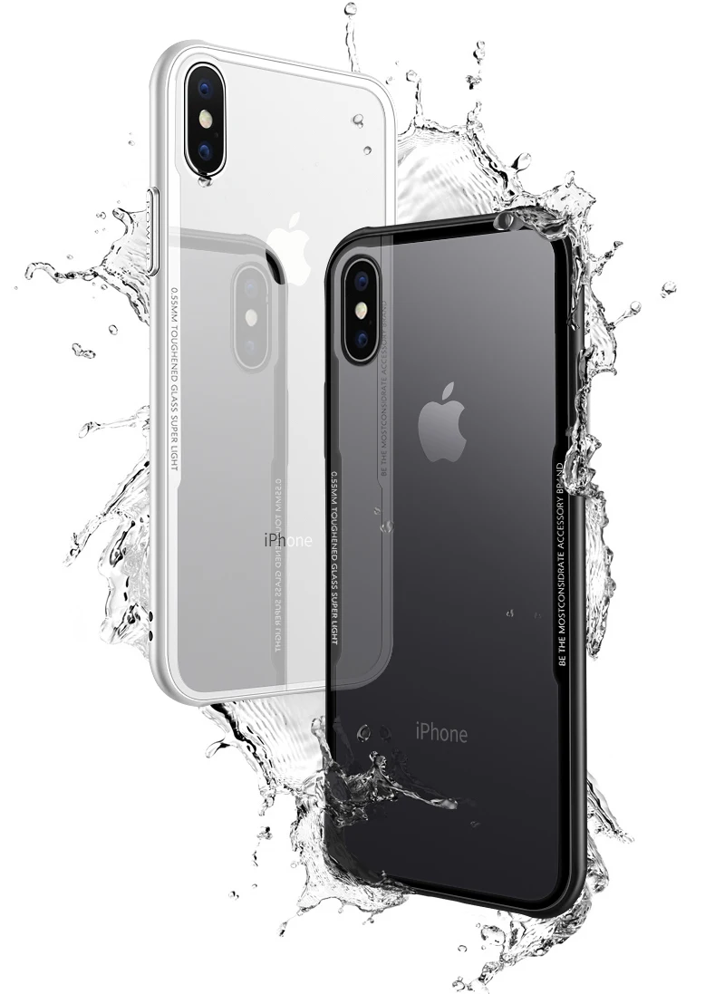 Ultra thin Soft TPU + Transparent 9H Tempered Glass Phone Back Case For iPhone X 8 7 Plus Soft Silicone Rubber Shockproof Cover (8)