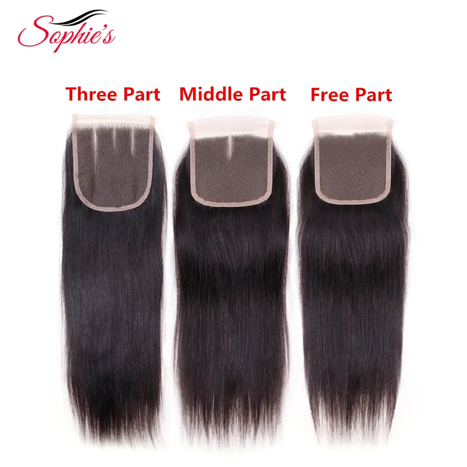 Sophie's Brazilian Straight Human Hair Bundles With Closure Natural Color 3 Bundles With Closure Hair Weave Free Shipping remy