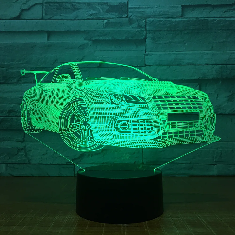 Супер Автомобильная сенсорная настольная лампа 7 цветов меняющаяся 3D новинка
