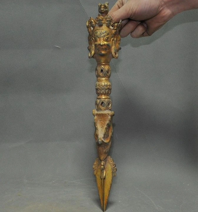 Тибетский буддизм бронзовый позолоченный конь Phurpa Dorje Pestle Vajra Talismans FaQi | Дом и сад