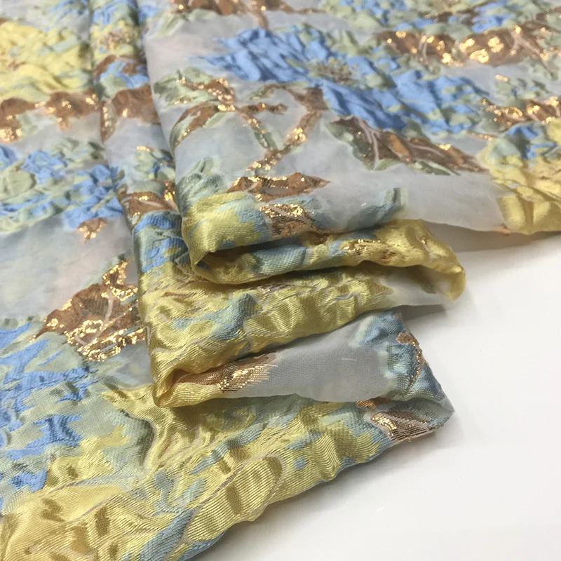 HLQON синтетическая жаккардовая парча полиэстер бронзовая органза ткань для фетра лоскутное платье Шитье Женская ткань одежда