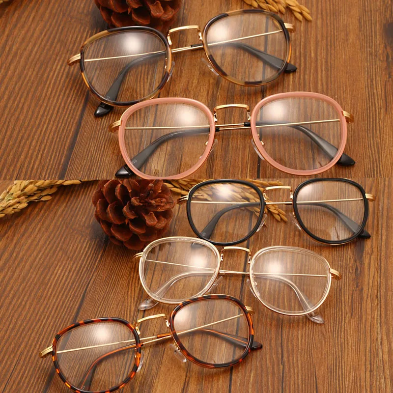 Новые анти-очки антиблик Простые Стеклянные очки Модные женские металлические+ пластиковые очки с ободковой оправой красочные оптические oculos de grau