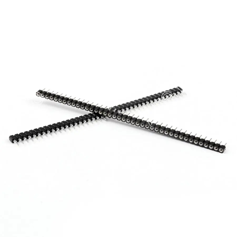 40Pin Female Single Row Pin Header Connector Round Hole RoHS 100Pcs Gold Plated 2.54mm Conectores Electricos Good Quality ys 532 single row 20pin female headers black 5 pcs