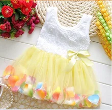 Summer Baby Girls Chiffon Girl Flower Rose Petal Hem Dress Candy Color Cute Casual Dress Vestidos Infant 1-2 years tutu Dresses