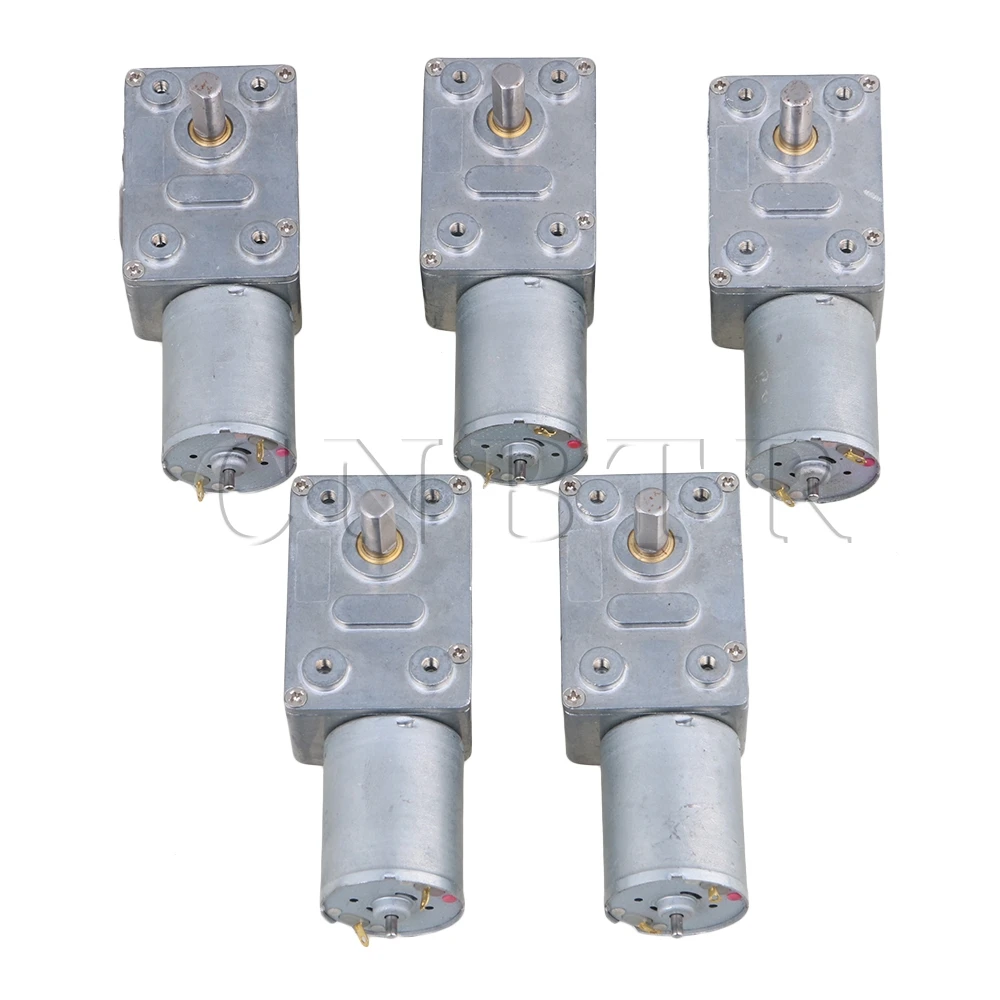 

CNBTR DC 12V 120RPM Square High Torque Turbo Worm Geared Motor Right Angle Gear Motor Pack of 5