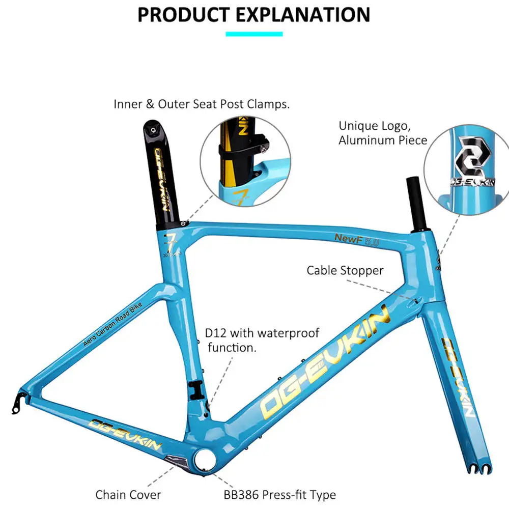 OG-EVKIN CF-017 дорожная рама для велосипеда, углеродный руль для велосипеда кадр UD Глянцевая BB386 48/50/52/54 см Di2& механическая карбоновая рама углерода