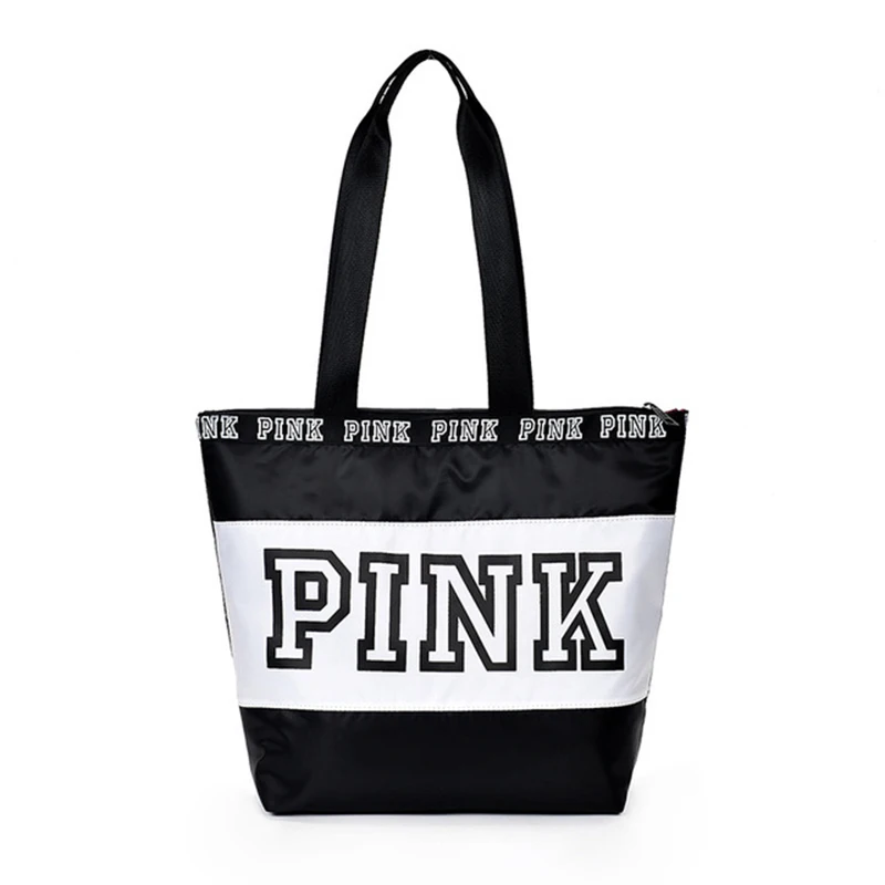 

Women Travel Tote Crossbody Bag Printing Pink Letter Foldable Waterproof Handbag Female Fashion Shopping Shoulder Bag