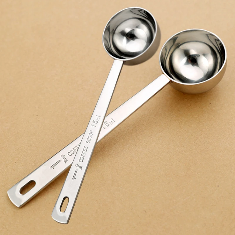 Stainless Steel Ground Coffee Measuring Scoop Spoon Silver Free