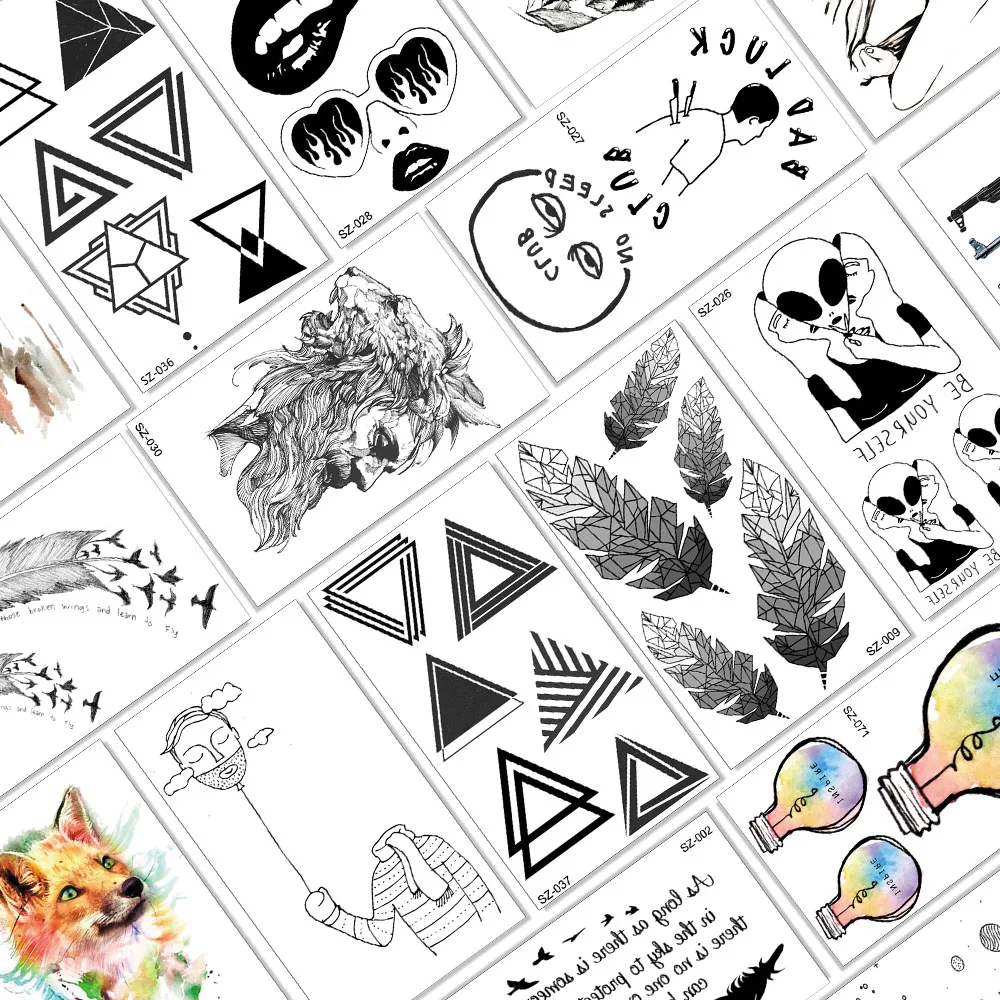 

Creative Geometric Lion Fox Mask Temporary Tattoos Fake Waterpoof Realistic Sheets Sticker For Adult Body Art Arm Chest Tattoos