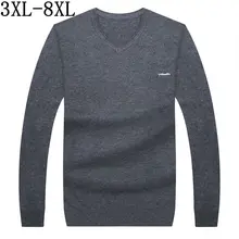 Осенний кашемировый мужской свитер с v-образным вырезом, вязаные свитера с длинным рукавом, СВОБОДНЫЙ Модный пуловер для мужчин размера плюс 6XL 7XL 8XL