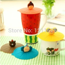 4 шт./лот одноцветное Цвет Творческий мультфильм Форма Экологичные Еда класса Solicone чашки Крышки