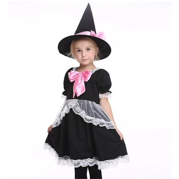 

Halloween Witch Costume For Girls Kids Black Dress With Hat Fancy Dress Christmas Party Carnival Witch Cosplay Costume