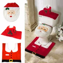 Weihnachtsschmuck Happy Santa Toilettendeckelbezug und Teppich Badezimmer Set Schneemann Wc-sitz Weihnachtsfeier Dekorationen
