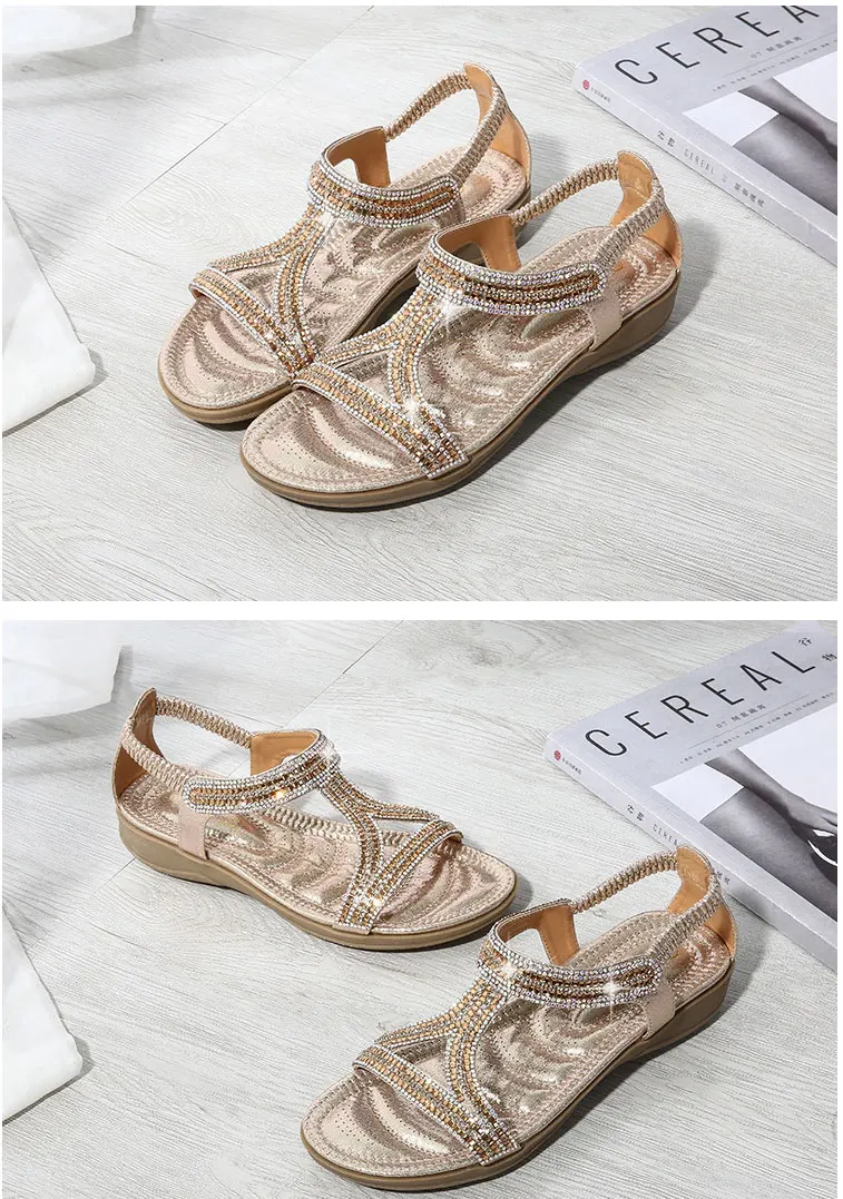 Gykaeo/женская летняя обувь в европейском и американском стиле; блестящие женские босоножки с вырезами; стразы; женская обувь на мягкой подошве