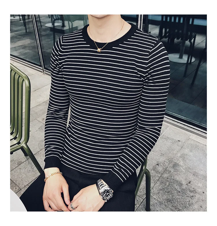Горизонтальная полоса Sweter Masculino Trui Heren Корейская мужская модная одежда мужские пуловеры Erkek Kazak вязаный свитер